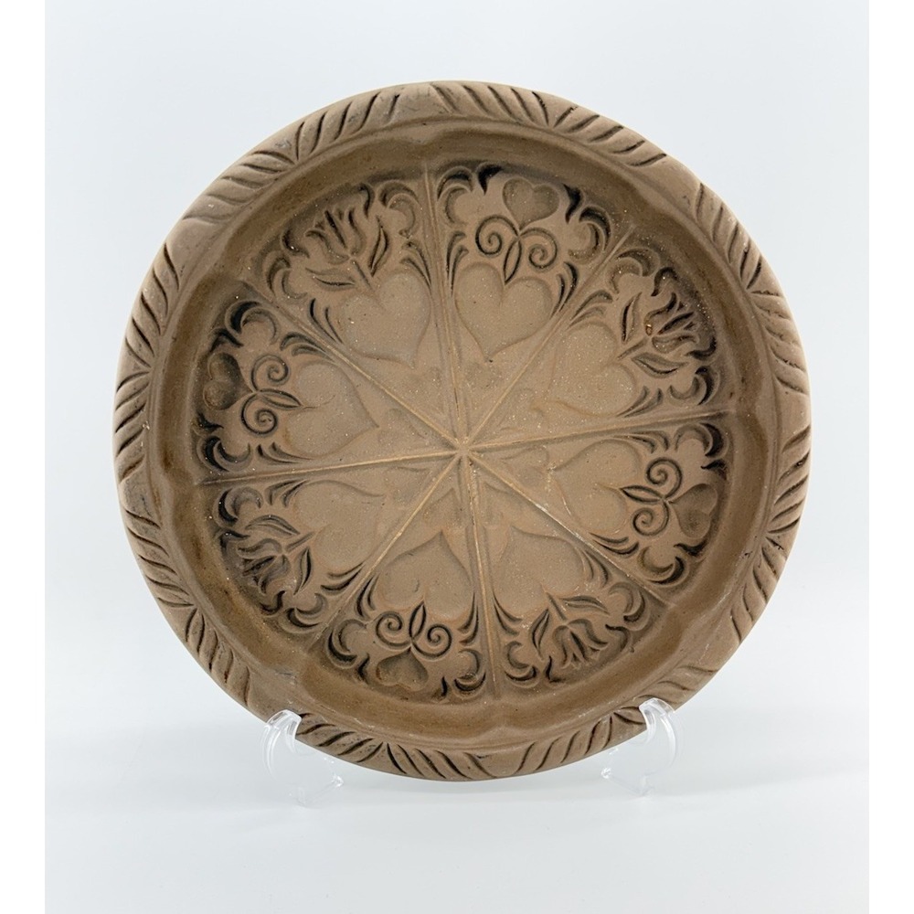 Hartstone Pottery USA Pie Plate Hearts Swirls Baker Stoneware